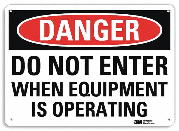 Danger Sign: Plastic, Mounting Holes Sign Mounting, 10 in x 14 in Nominal Sign Size, 0.055 in Thick