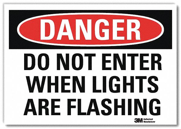 Danger Sign: Reflective Sheeting, Adhesive Sign Mounting, 7 in x 10 in Nominal Sign Size, Danger