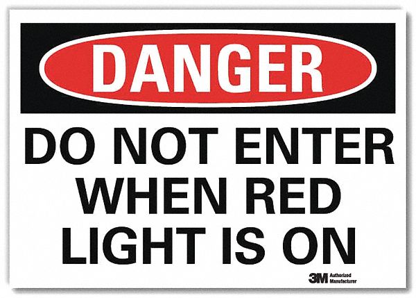 Danger Sign: Reflective Sheeting, Adhesive Sign Mounting, 7 in x 10 in Nominal Sign Size, Danger