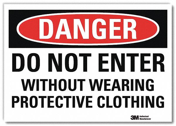 Danger Sign: Reflective Sheeting, Adhesive Sign Mounting, 5 in x 7 in Nominal Sign Size