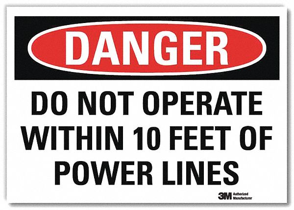 Danger Sign: Reflective Sheeting, Adhesive Sign Mounting, 7 in x 10 in Nominal Sign Size