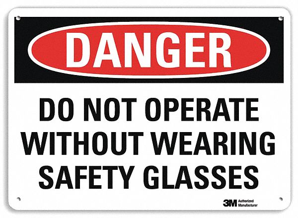 Danger Sign: Aluminum, Mounting Holes Sign Mounting, 10 in x 14 in Nominal Sign Size, 0.04 in Thick