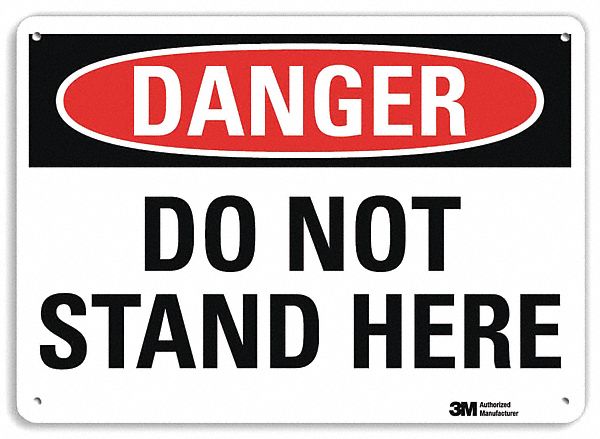 Danger Sign: Plastic, Mounting Holes Sign Mounting, 7 in x 10 in Nominal Sign Size, 0.055 in Thick