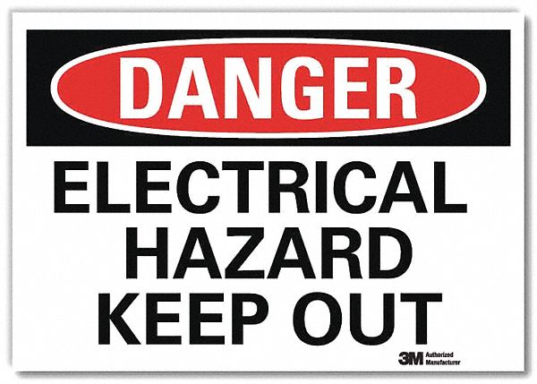 Danger Sign: Reflective Sheeting, Adhesive Sign Mounting, 7 in x 10 in Nominal Sign Size