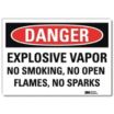 Danger: Explosive Vapor No Smoking, No Open Flames, No Sparks Signs