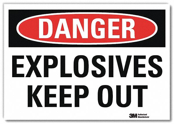 Danger Sign: Reflective Sheeting, Adhesive Sign Mounting, 7 in x 10 in Nominal Sign Size