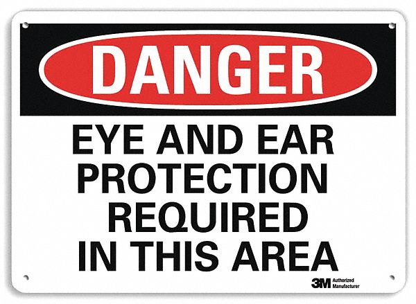 Danger Sign: Plastic, Mounting Holes Sign Mounting, 10 in x 14 in Nominal Sign Size, 0.055 in Thick