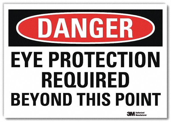 Danger Sign: Reflective Sheeting, Adhesive Sign Mounting, 7 in x 10 in Nominal Sign Size, Danger