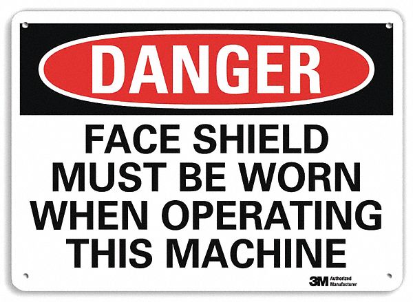 Danger Sign: Plastic, Mounting Holes Sign Mounting, 10 in x 14 in Nominal Sign Size, 0.055 in Thick