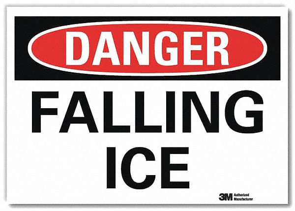 Reflective  Icy Conditions Label: Non-PVC Polymer, 10 in x 14 in Nominal Sign Size, Engineer Grade