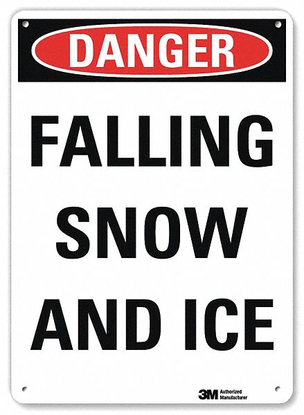 REFLECTIVE ICY CONDITIONS SIGN, NON-PVC POLYMER, 14 IN X 10 IN NOMINAL SIGN SIZE, ENGINEER GRADE, FALLING SNOW & ICE