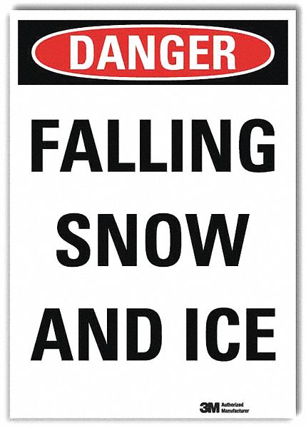 Reflective  Icy Conditions Label: Non-PVC Polymer, 7 in x 5 in Nominal Sign Size, Engineer Grade