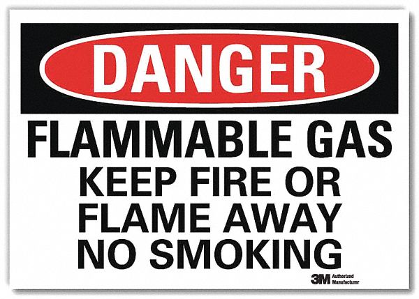 Danger Sign: Reflective Sheeting, Adhesive Sign Mounting, 7 in x 10 in Nominal Sign Size, Danger