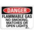 Danger: Flammable Gas No Smoking, Matches Or Open Lights Signs