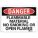 DANGER SIGN, ALUMINUM, HOLE MOUNT, 7 X 10IN, ENGINEER GRADE, FLAMMABLE MATERIAL NO SMOKING OR OPEN FLAMES