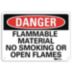 Danger: Flammable Material No Smoking Or Open Flames Signs