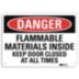 Danger: Flammable Materials Inside Keep Door Closed At All Times Signs