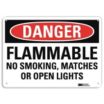 Danger: Flammable No Smoking, Matches Or Open Lights Signs