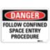 Danger: Follow Confined Space Entry Procedure Signs