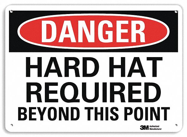 Danger Sign: Plastic, Mounting Holes Sign Mounting, 7 in x 10 in Nominal Sign Size, 0.055 in Thick