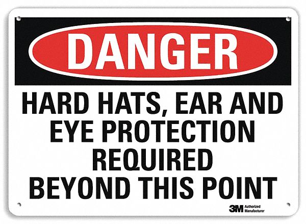 Danger Sign: Plastic, Mounting Holes Sign Mounting, 7 in x 10 in Nominal Sign Size, 0.055 in Thick