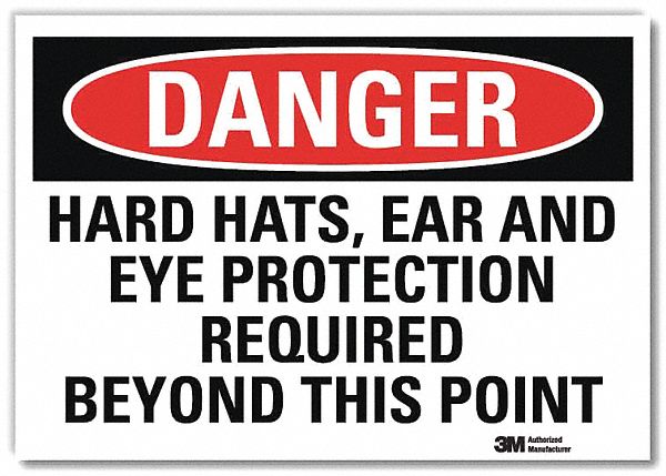 Danger Sign: Reflective Sheeting, Adhesive Sign Mounting, 7 in x 10 in Nominal Sign Size, Danger