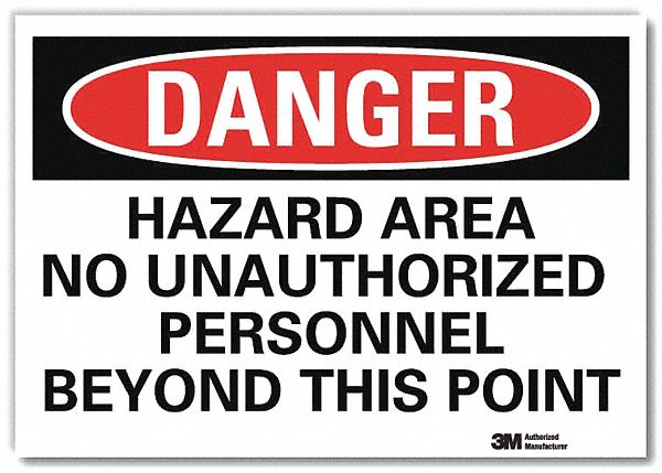 Danger Sign: Reflective Sheeting, Adhesive Sign Mounting, 7 in x 10 in Nominal Sign Size