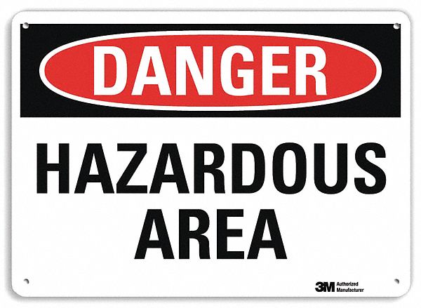 Danger Sign: Plastic, Mounting Holes Sign Mounting, 7 in x 10 in Nominal Sign Size, 0.055 in Thick