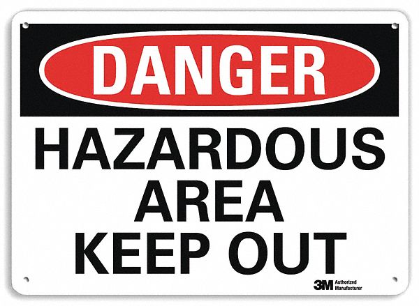 Danger Sign, 7 in x 14 in, Aluminum