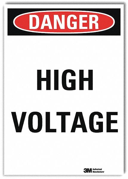Danger Sign: Reflective Sheeting, Adhesive Sign Mounting, 7 in x 5 in Nominal Sign Size
