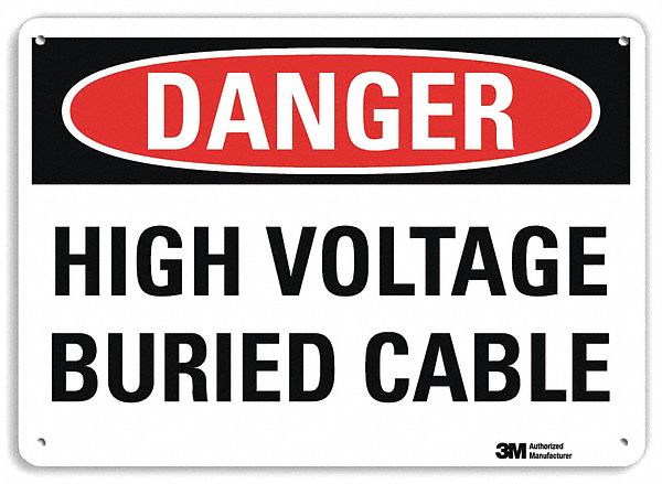 Danger Sign: Plastic, Mounting Holes Sign Mounting, 7 in x 10 in Nominal Sign Size, 0.055 in Thick