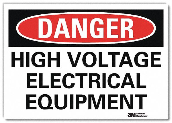 Danger Sign: Reflective Sheeting, Adhesive Sign Mounting, 7 in x 10 in Nominal Sign Size, Danger