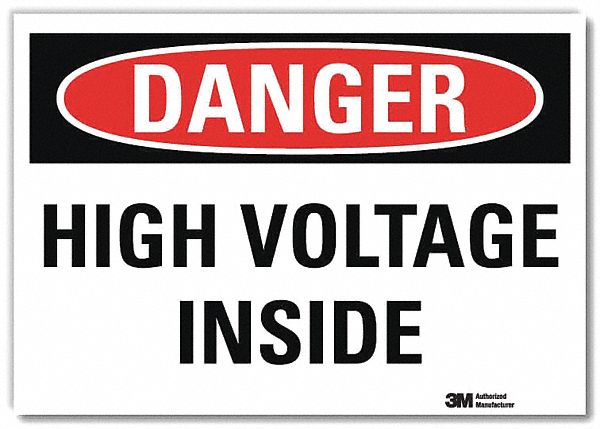 Danger Sign: Reflective Sheeting, Adhesive Sign Mounting, 7 in x 10 in Nominal Sign Size, Danger