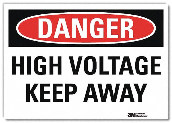 Danger Sign: Reflective Sheeting, Adhesive Sign Mounting, 7 in x 10 in Nominal Sign Size, Danger