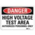 Danger: High Voltage Test Area Authorized Personnel Only Signs