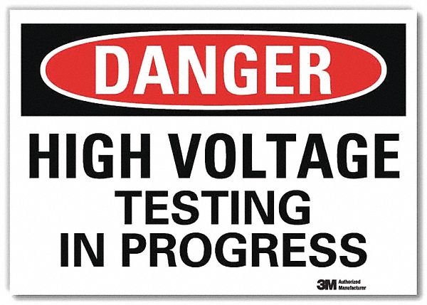Danger Sign: Reflective Sheeting, Adhesive Sign Mounting, 7 in x 10 in Nominal Sign Size