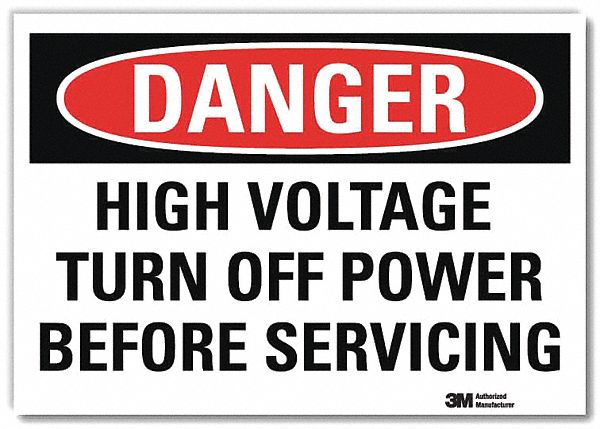Danger Sign: Reflective Sheeting, Adhesive Sign Mounting, 7 in x 10 in Nominal Sign Size, Danger