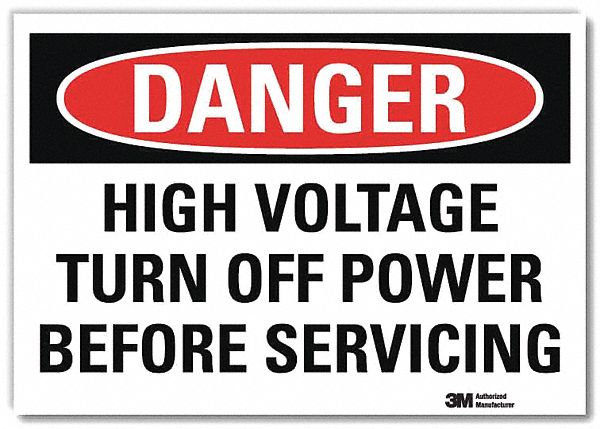 Danger Sign: Reflective Sheeting, Adhesive Sign Mounting, 7 in x 10 in Nominal Sign Size, Danger