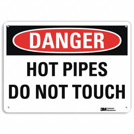 LYLE Danger Sign, Sign Format Traditional OSHA, Hot Pipes Do Not Touch ...