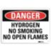 Danger: Hydrogen No Smoking No Open Flames Signs