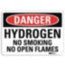 Danger: Hydrogen No Smoking No Open Flames Signs