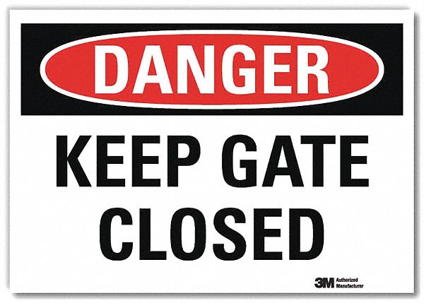 Danger Sign: Reflective Sheeting, Adhesive Sign Mounting, 7 in x 10 in Nominal Sign Size