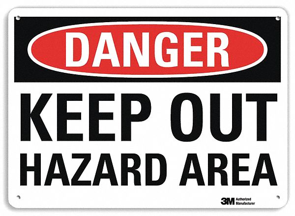 Danger Sign: Plastic, Mounting Holes Sign Mounting, 7 in x 10 in Nominal Sign Size, 0.055 in Thick