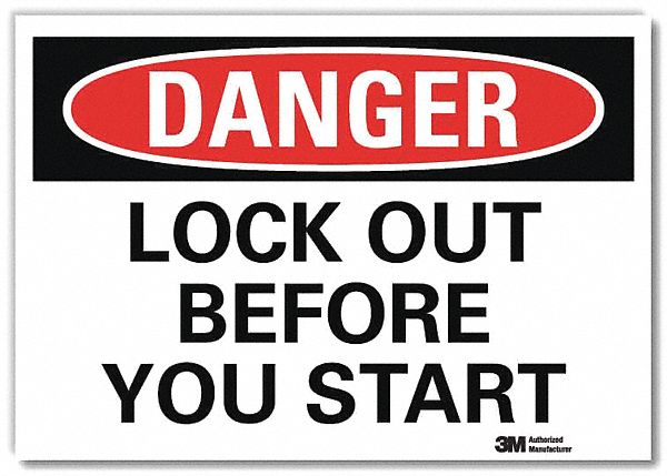Danger Sign: Reflective Sheeting, Adhesive Sign Mounting, 7 in x 10 in Nominal Sign Size, Danger