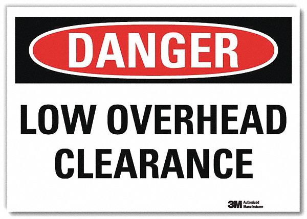 Danger Sign: Reflective Sheeting, Adhesive Sign Mounting, 5 in x 7 in Nominal Sign Size