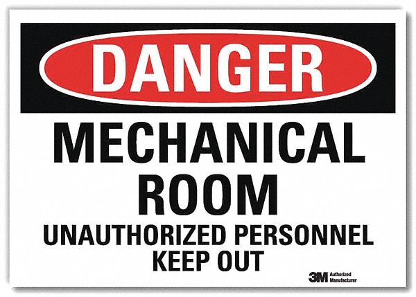 Danger Sign: Reflective Sheeting, Adhesive Sign Mounting, 7 in x 10 in Nominal Sign Size, Danger
