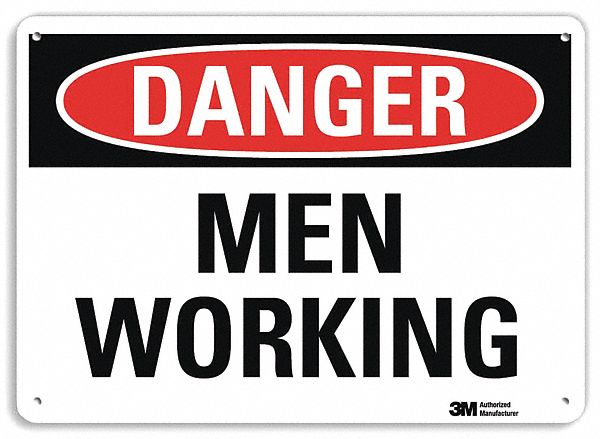 Danger Sign: Aluminum, Mounting Holes Sign Mounting, 10 in x 14 in Nominal Sign Size, Engineer Grade