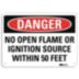 Danger: No Open Flame Or Ignition Source Within 50 Feet Signs