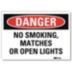 Danger: No Smoking, Matches Or Open Lights Signs