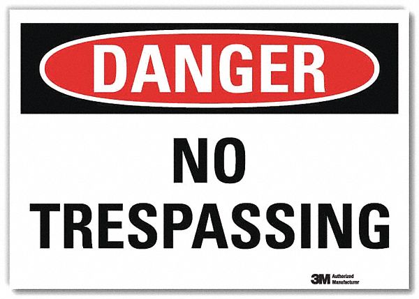 Danger Sign: Reflective Sheeting, Adhesive Sign Mounting, 5 in x 7 in Nominal Sign Size
